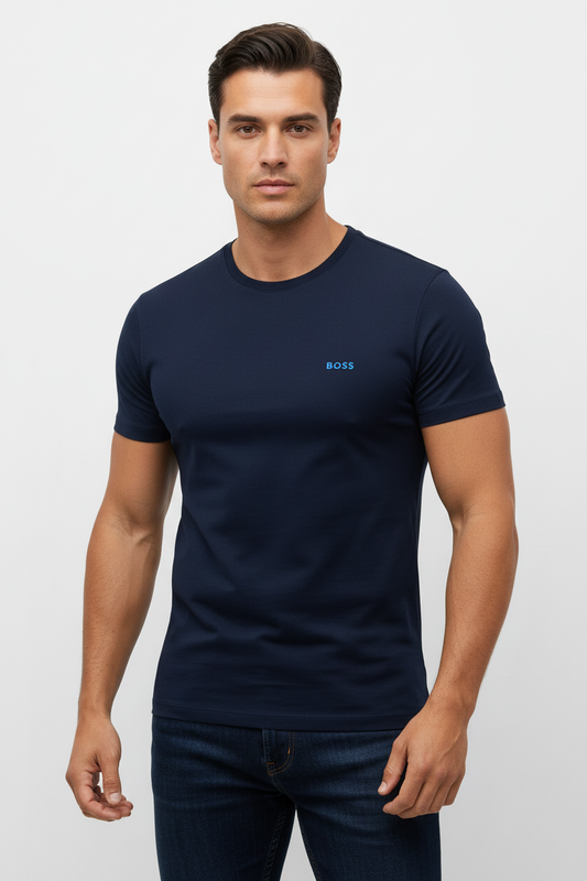 Camiseta cuello redondo Hugo Boss 🇩🇪 Tela algodón color azul navy Talla S