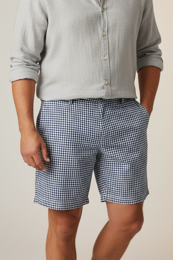 Short Casual Polo Ralph Lauren 🏇🏼 de cuadros finos en color azul y blanco Talla 36