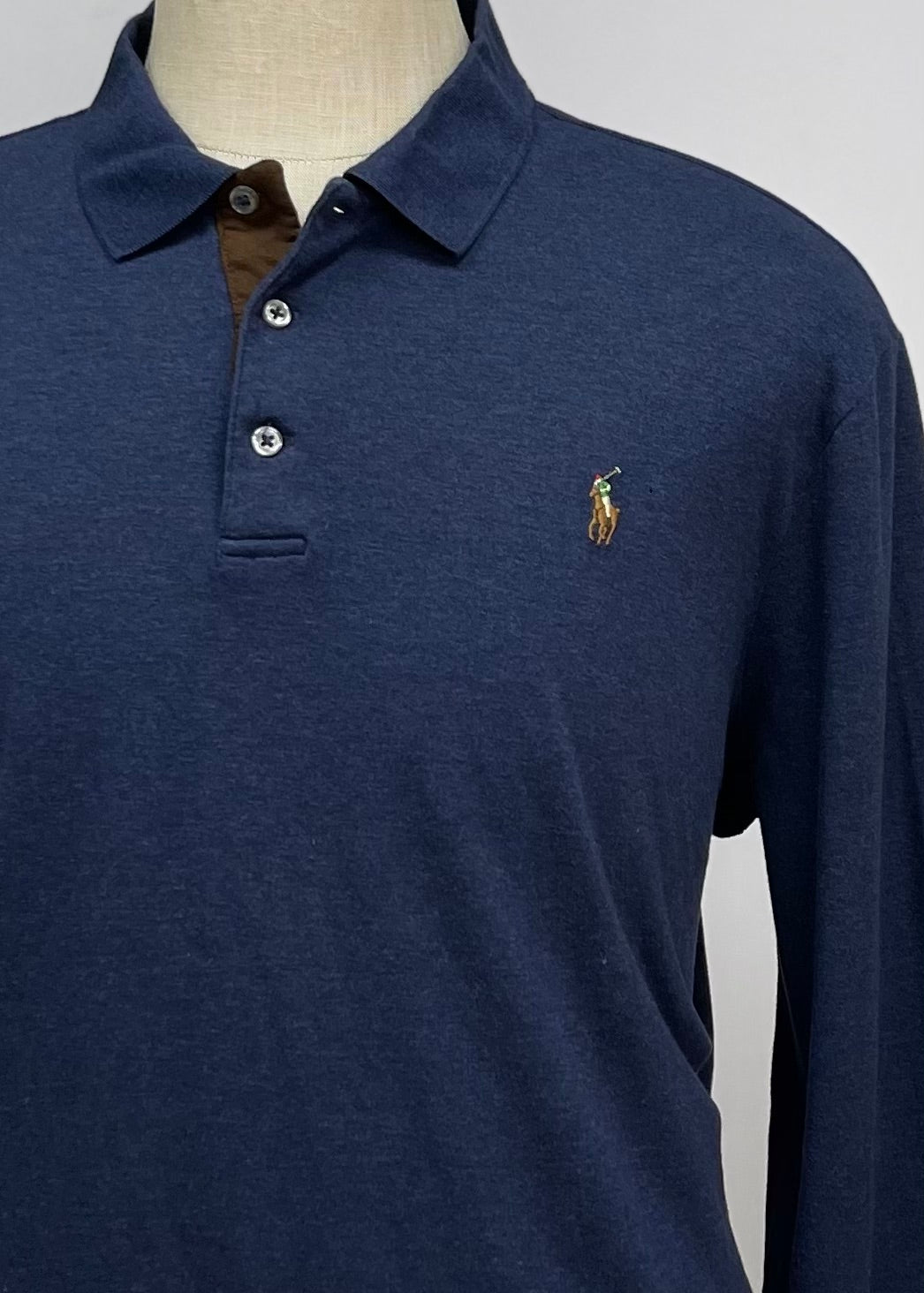 Camiseta Polo Ralph Lauren 🏇🏼color azul navy Manga larga Talla XL Entalle Clásico