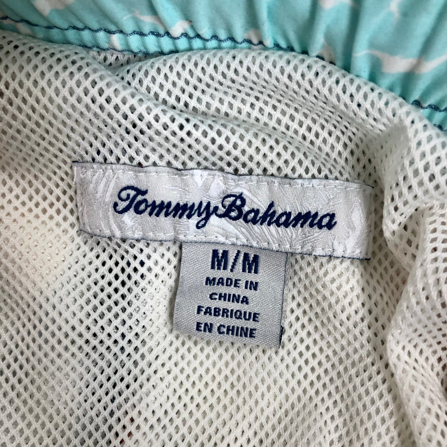 Short de baño Tommy Bahama 🏝 color azul navy con diseño floral en amarillo y naranja talla M