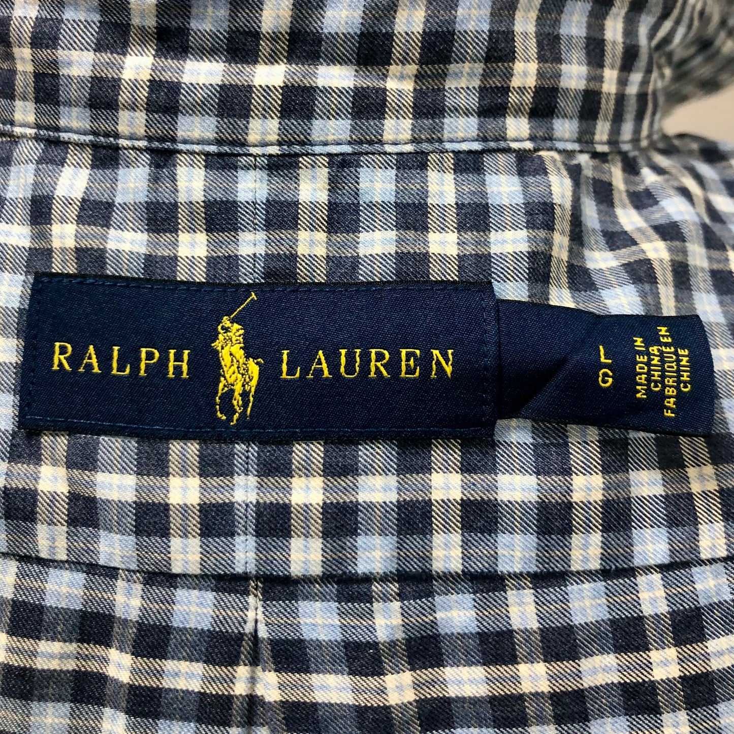 Camisa Polo Ralph Lauren 🏇🏼de cuadros tartán en color azul navy, gris y blanco Talla L Entalle Regular