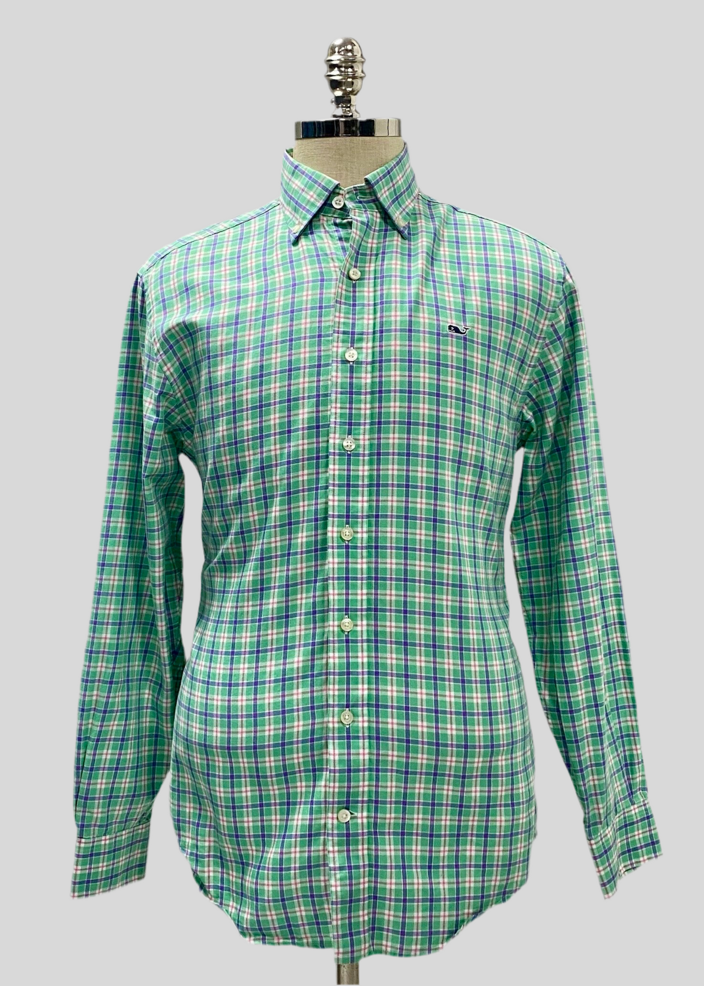 Camisa de cuadros Vineyard Vines 🐳 en color verde, morado y blanco Talla S Entalle Regular