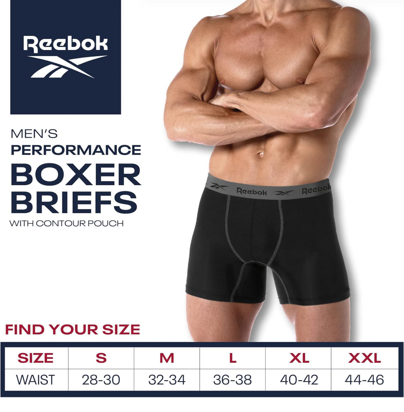 Combo de 4 Boxers Briefs Reebok Tela Performance en color negro y gris Talla M