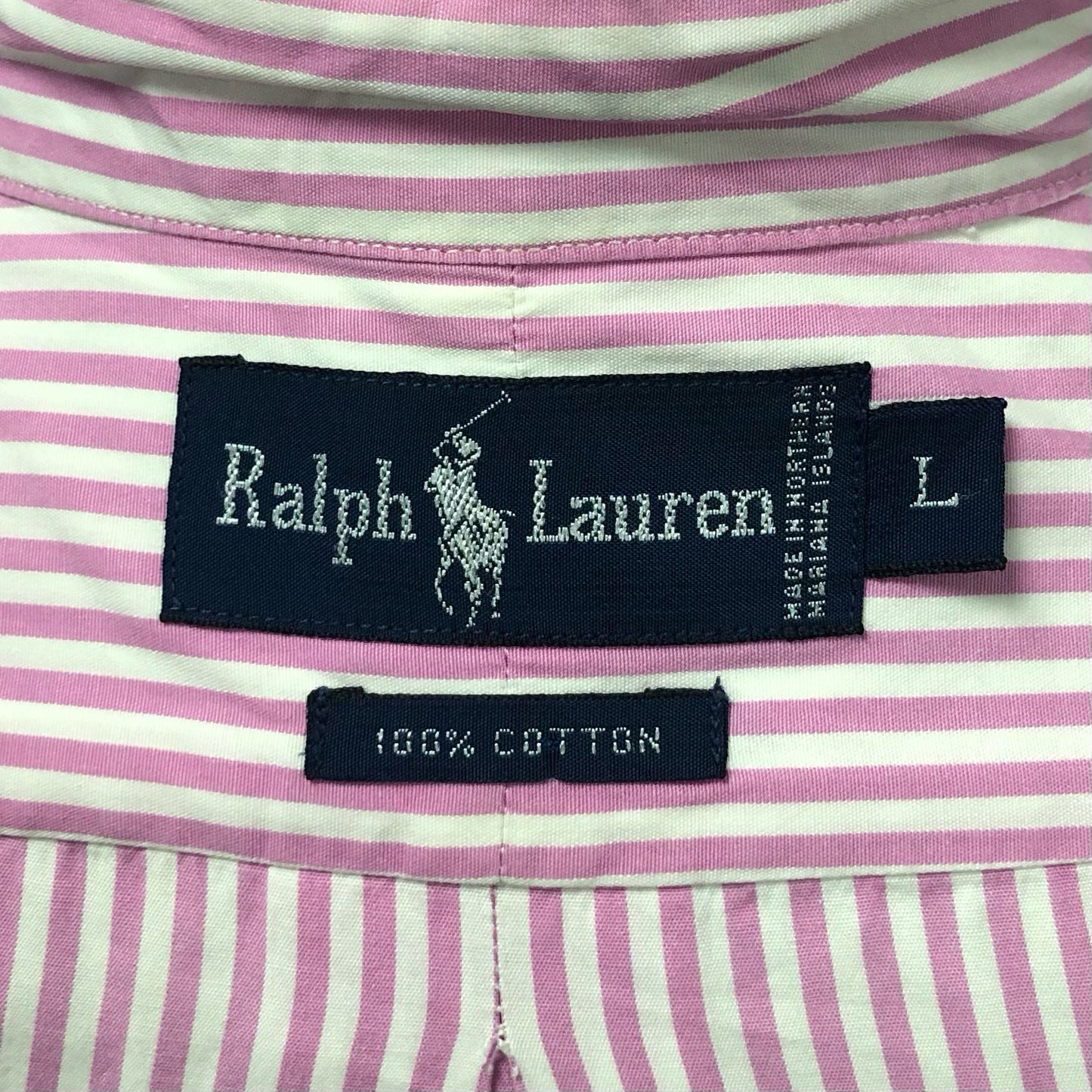 Camisa de botones Polo Ralph Lauren 🏇🏼 de rayas en color rosado y blanco Talla L Entalle Regular (ver descripción)