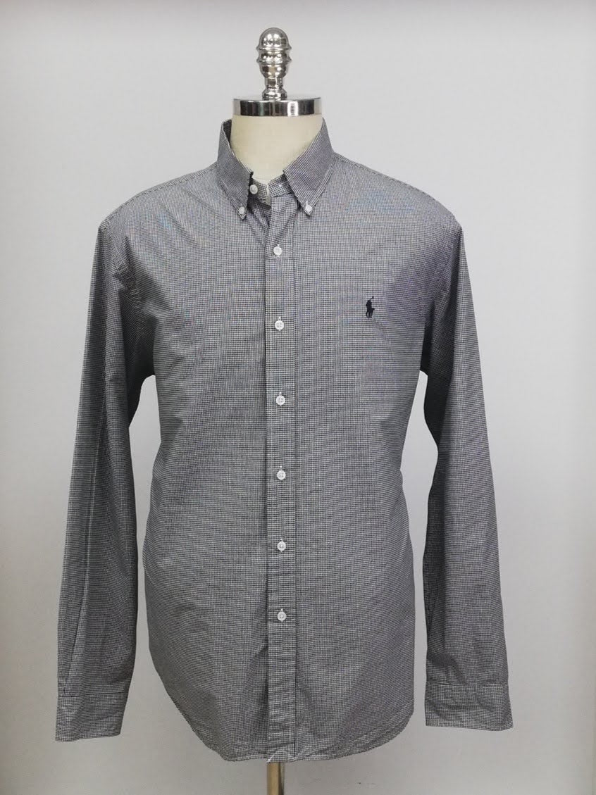 Camisa Polo Ralph Lauren 🏇🏼 con patron de cuadros finos en negro y blanco Talla XL Entalle Regular