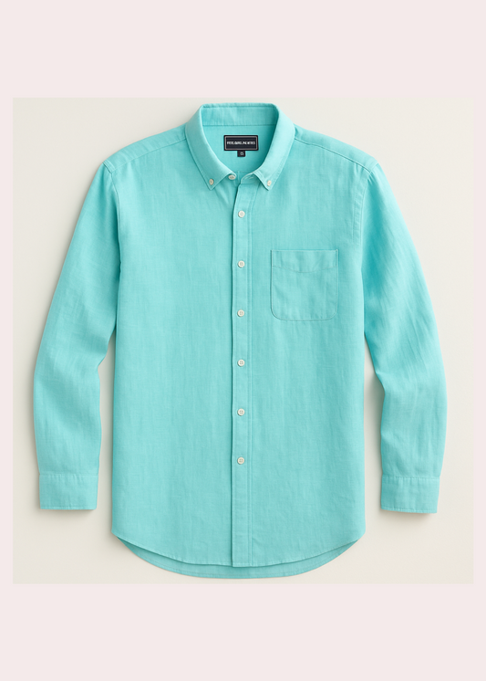 Camisa de botones Vineyard Vines 🐳 de lino en color turquesa Talla L Entalle Regular