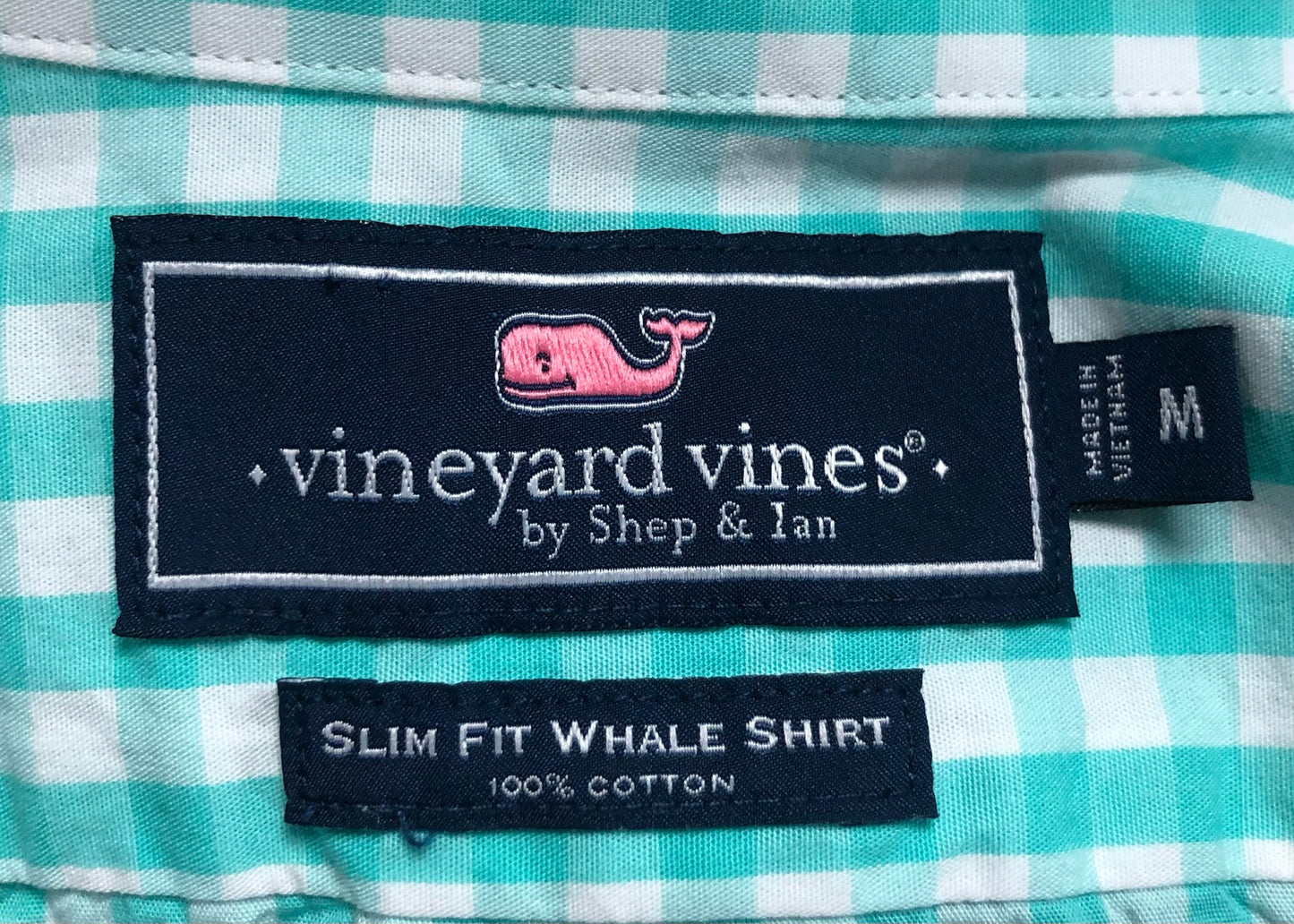 Camisa de botones Vineyard Vines 🐳 de cuadros en color turquesa y blanco Talla M Entalle Slim Fit
