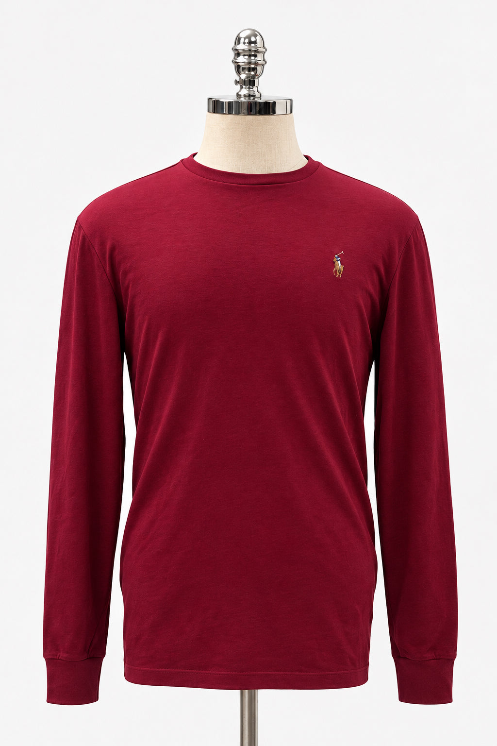 Camiseta cuello redondo Polo Ralph Lauren 🏇🏼 color rojo oscuro manga larga Talla M Entalle Clásico