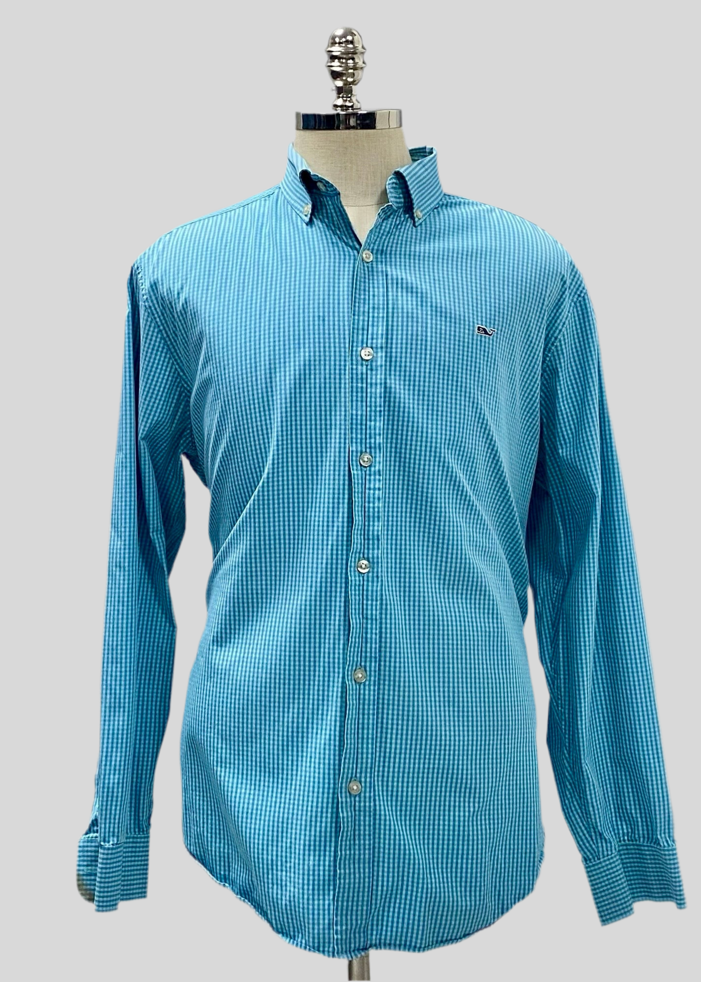 Camisa de botones Vineyard Vines 🐳 con patrón de cuadros en color azul y turquesa Talla XL Entalle Regular