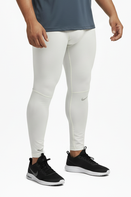 Malla de entrenamiento licra Nike ✔️ Pro Dri-FIT para hombre en Color blanco cintura gris Talla M