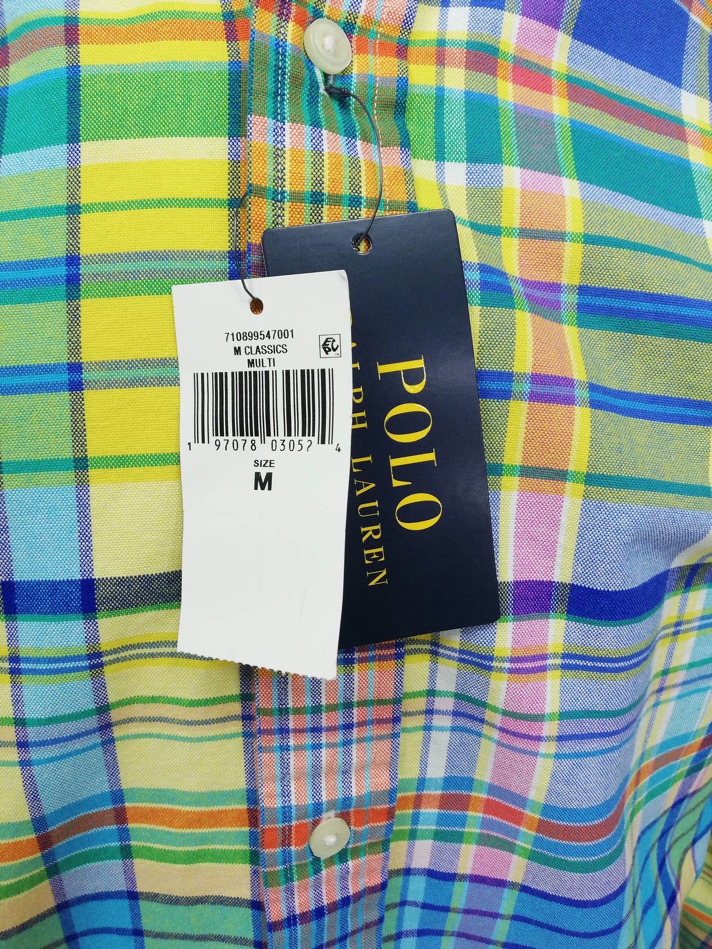 Camisa Polo Ralph Lauren 🏇🏼 con patron de cuadros tartán multicolor Talla M Entalle Clásico