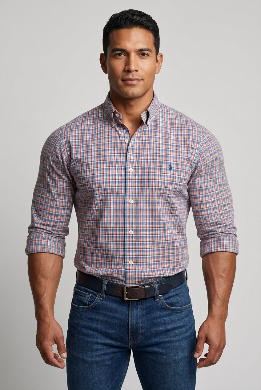Camisa Polo Ralph Lauren 🏇🏼 de cuadros en color rojo, verde, azul y blanco Talla L Entalle Regular