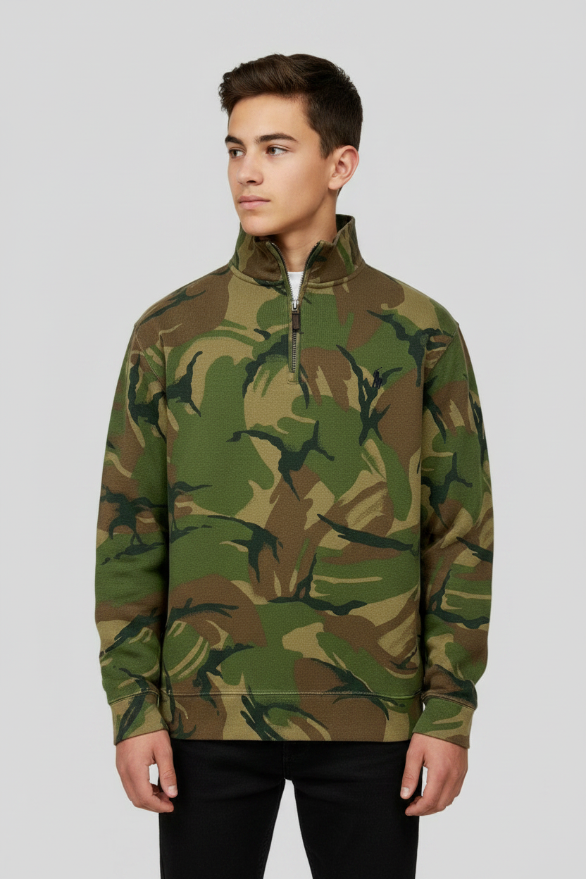 Sueter Jersey de niño con diseño de camouflage con logo negro Polo Ralph Lauren 🏇🏼 Talla L