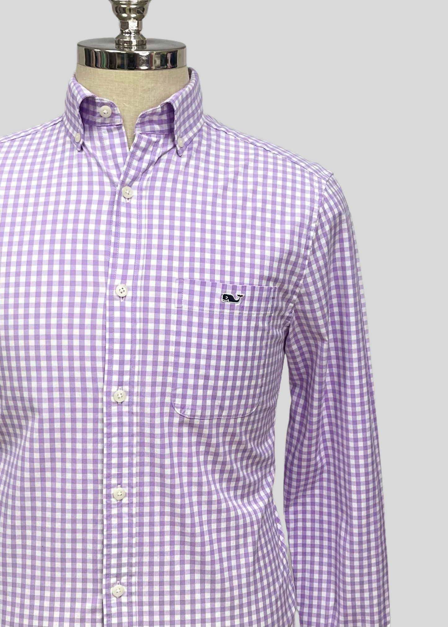 Camisa Vineyard Vines 🐳 de cuadros gingham en color lila y blanco Talla XS Entalle Clasico