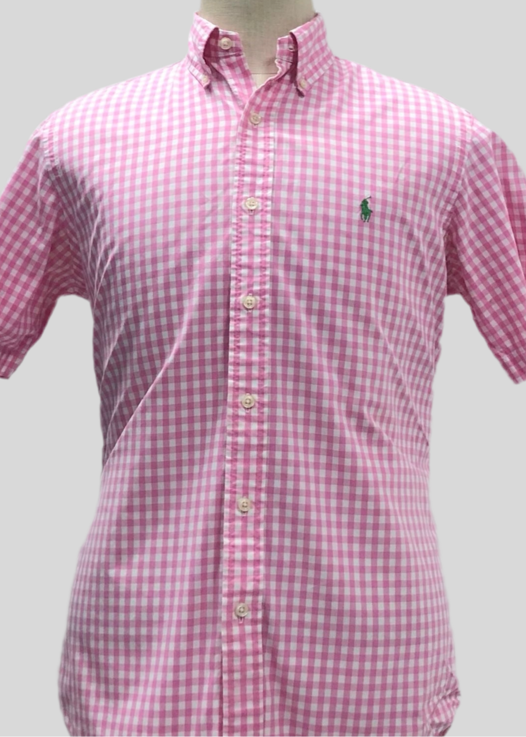 Camisa Polo Ralph Lauren 🏇🏼 con patrón de cuadros gingham rosado y blanco Talla M Entalle Clásico (ver descripción)
