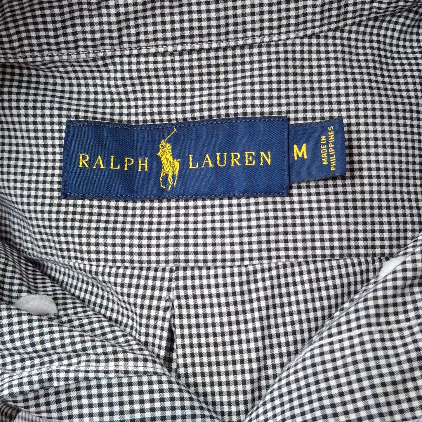 Camisa Polo Ralph Lauren 🏇🏼 con patron de cuadros finos en negro y blanco Talla M Entalle Regular