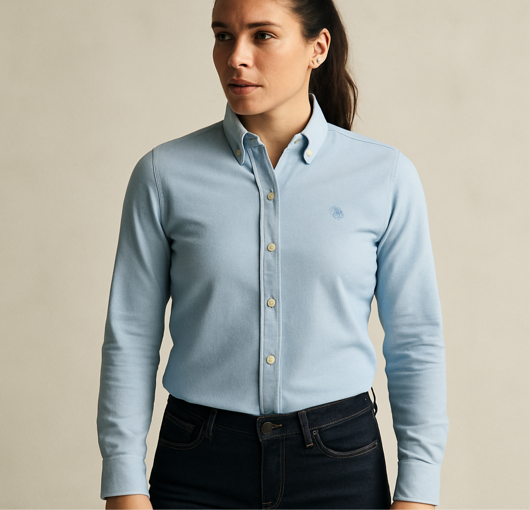 Camisa de mujer Brooks Brothers 🐑 color celeste claro tornasol Talla S Entalle Regular
