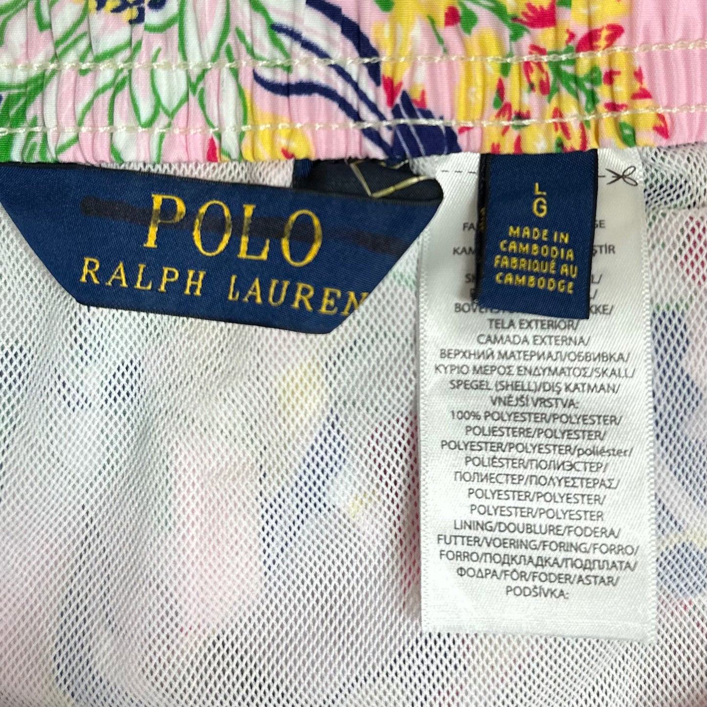 Short de baño Polo Ralph Lauren 🏇🏼 color rosado claro con diseño floral talla L