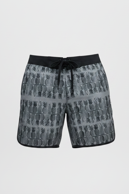 Short de baño Hurley 🏄🏽‍♂️ color gris con patrón de piñas, en color negro Talla Medium (32)