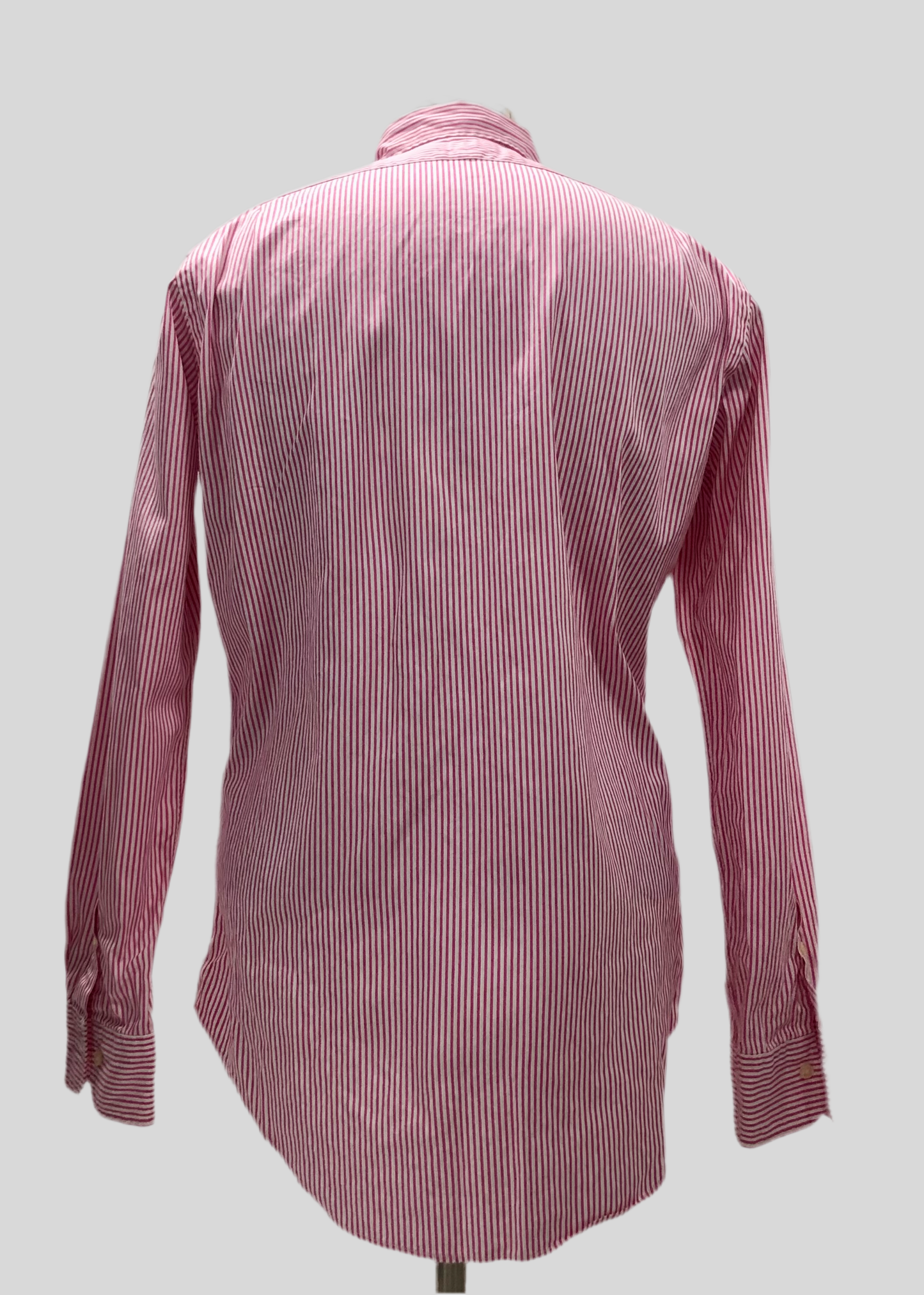 Camisa Polo Ralph Lauren 🏇🏼 color blanco con rayas en color rosado oscuro Talla S Entalle Regular