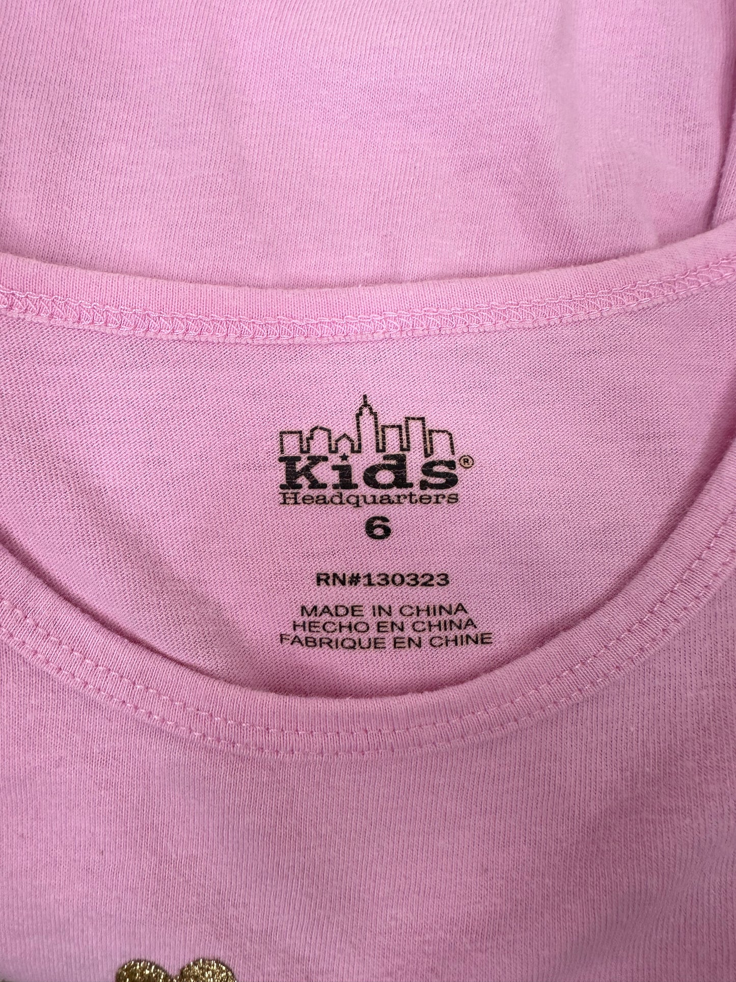 Camiseta de niña Kids Headquarters🌆 Color rosado con diseño de gatita Talla 6