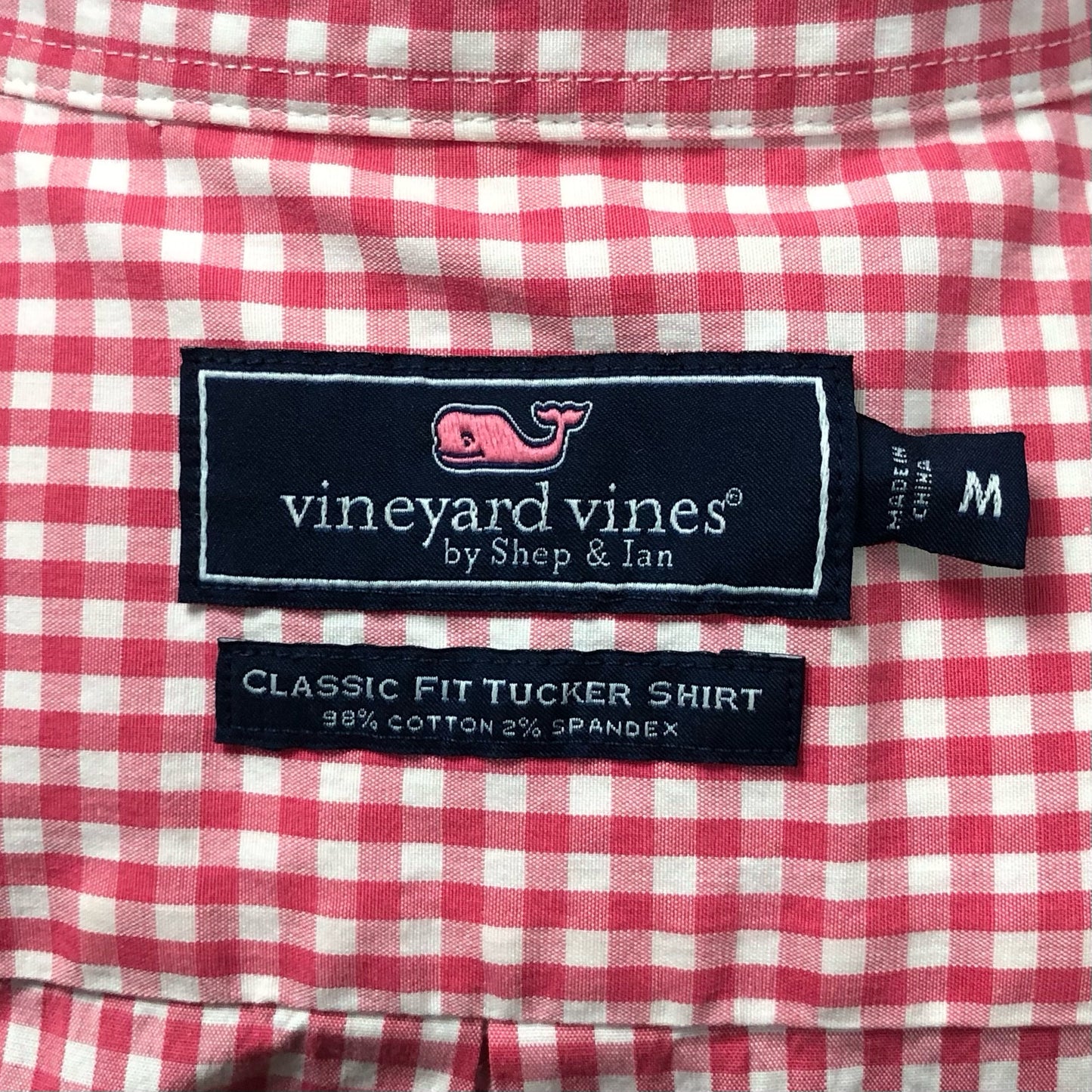 Camisa de botones Vineyard Vines 🐳 de cuadros gingham en color rosado y blanco Talla M Entalle Clásico
