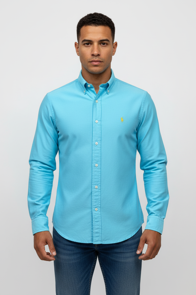Camisa de botones Polo Ralph Lauren 🏇🏼 Oxford en color turquesa intenso Talla M Entalle Regular