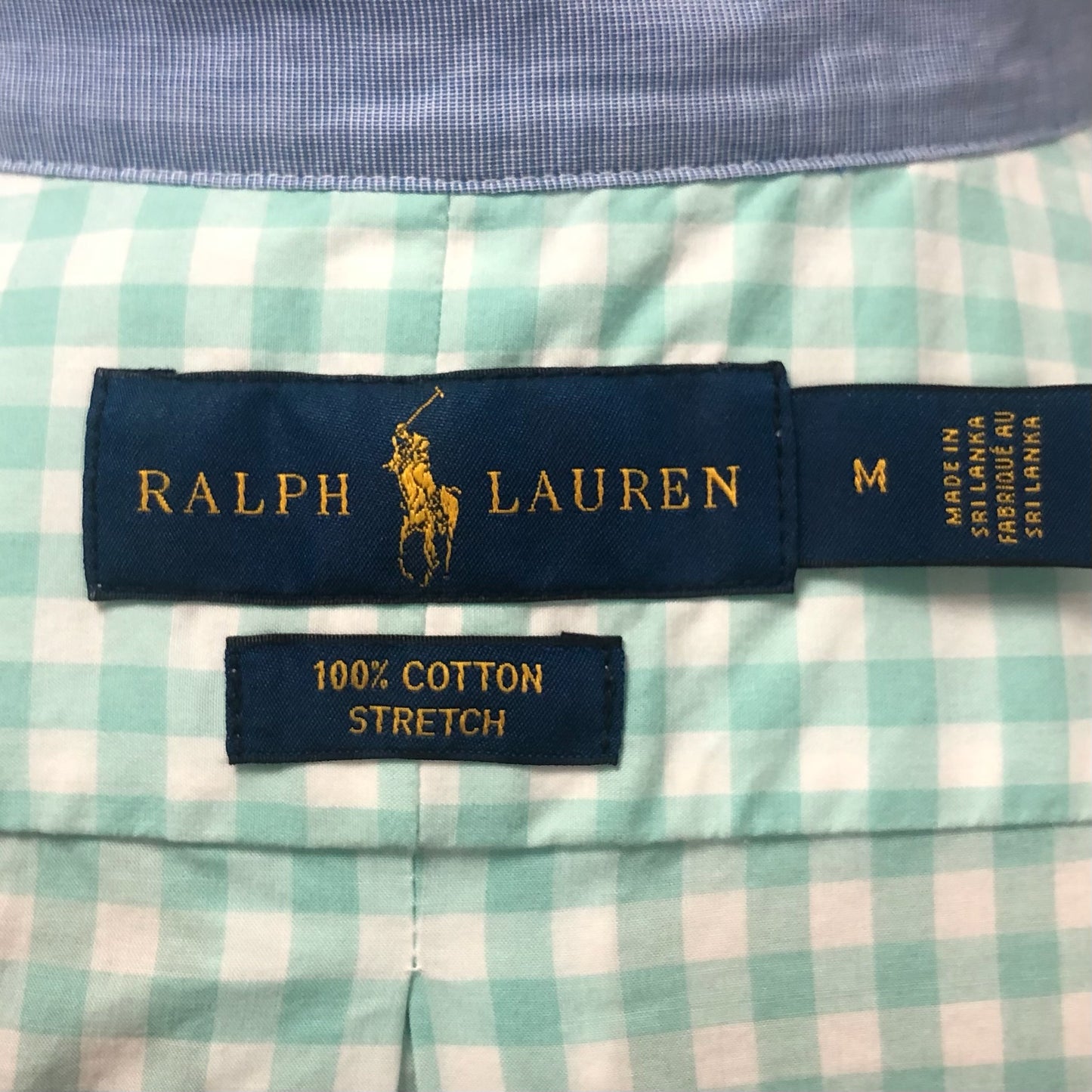 Camisa de botones Polo Ralph Lauren 🏇🏼 de cuadros gingham turquesa claro y blanco Talla M Entalle Regular