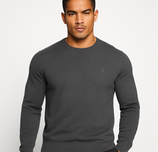 Sueter Jersey Polo Ralph Lauren 🏇🏼 cuello redondo color gris claro con logo gris oscuro Talla XL