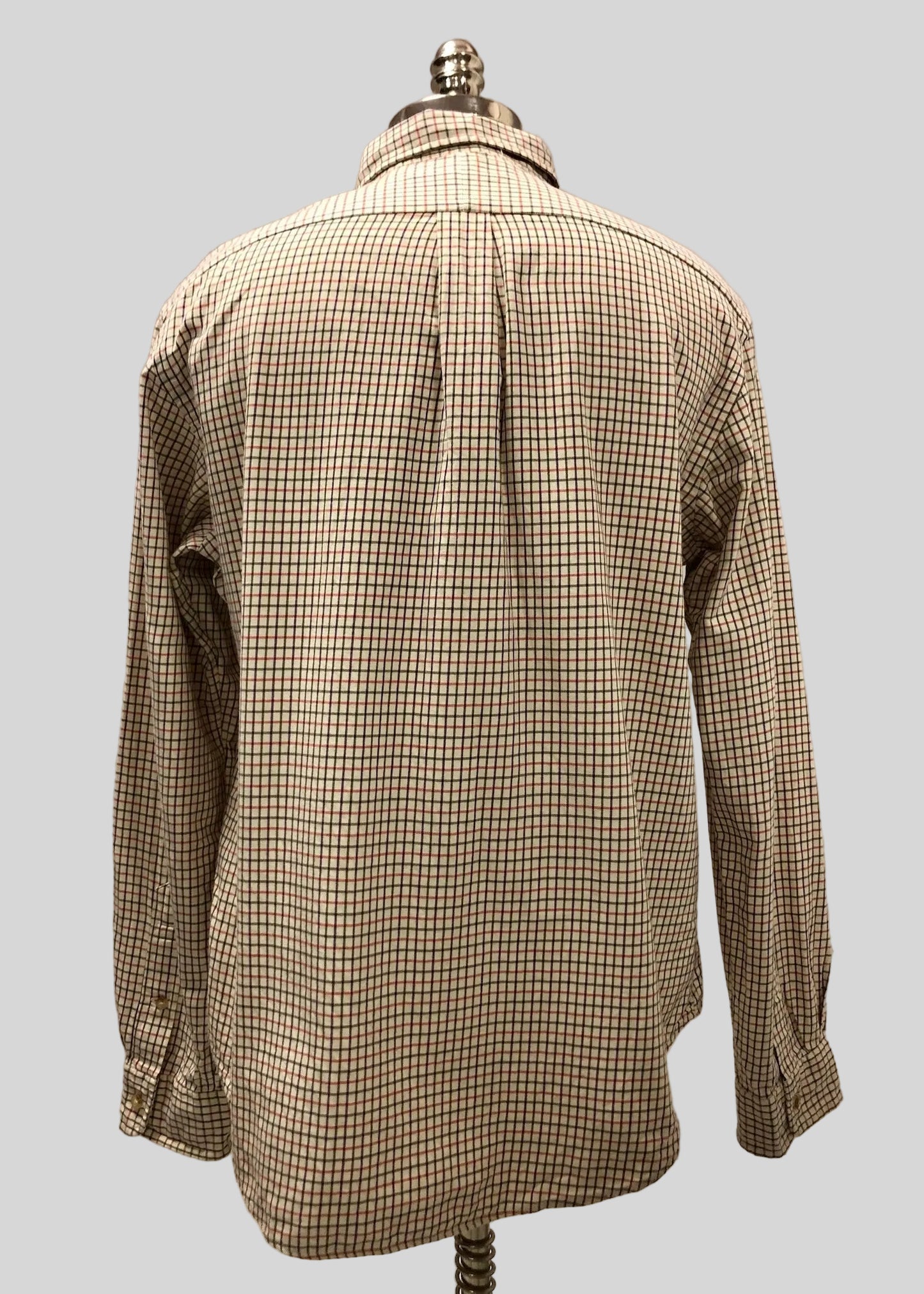 Camisa de botones Polo Ralph Lauren 🏇🏼 color crema de cuadros rojo y negro Talla XL Entalle Custom Fit