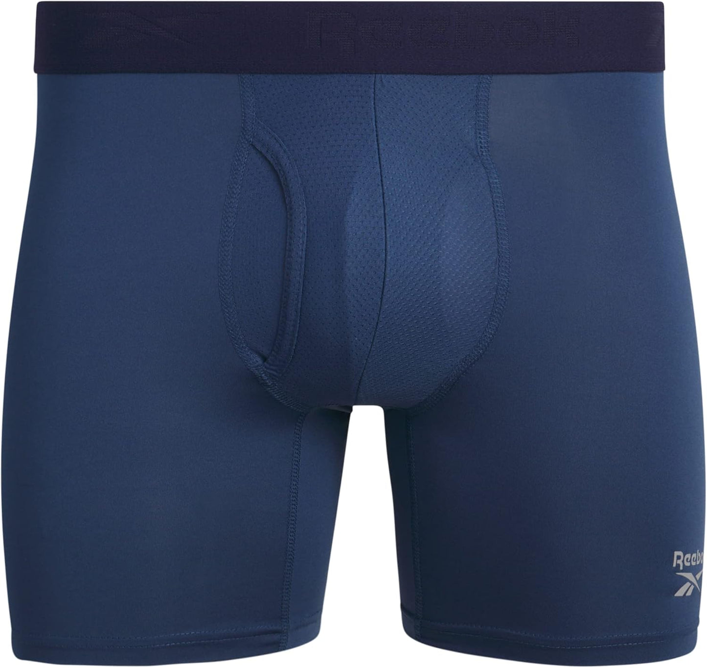 Combo de 4 Boxers Briefs Reebok Tela Performance en color gris, azul, azul navy y estampado Talla M