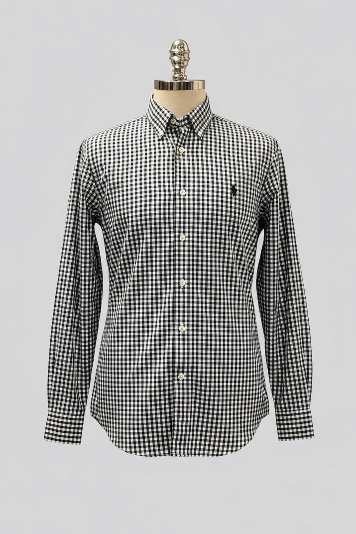 Camisa de botones Polo Ralph Lauren 🏇🏼 de cuadros gingham negro y blanco Talla L Entalle Regular