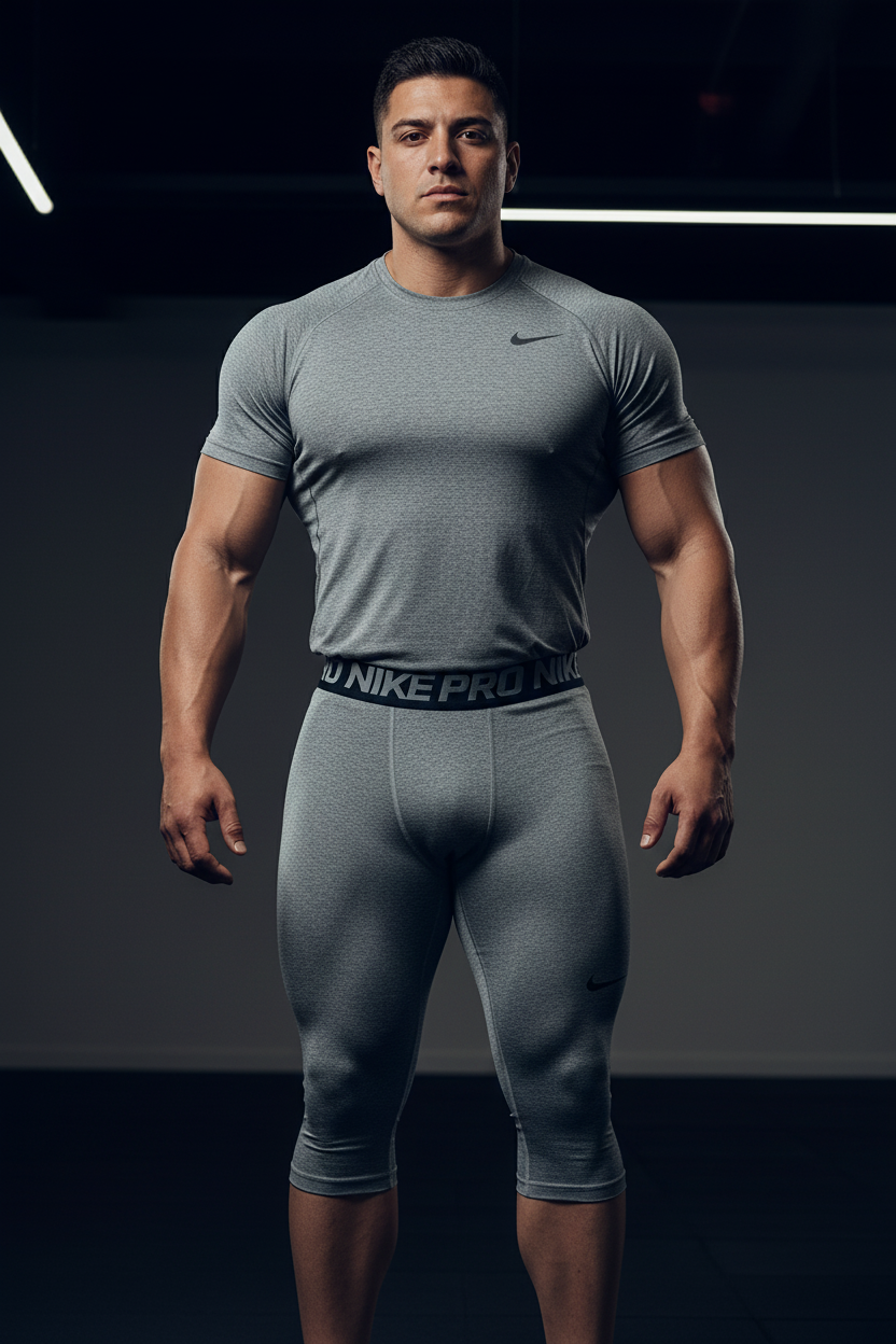 Malla de entrenamiento licra Nike ✔️ Pro Dri-FIT de 3/4 de largo para hombre en Color gris cintura negro Talla XXL