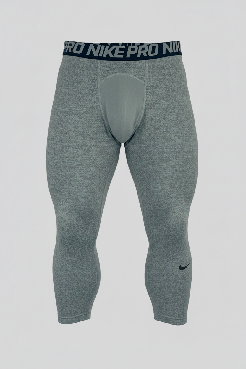 Malla de entrenamiento licra Nike ✔️ Pro Dri-FIT de 3/4 de largo para hombre en Color gris cintura negro Talla XXL