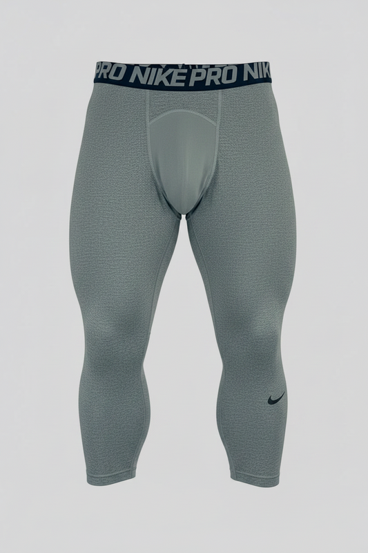 Malla de entrenamiento licra Nike ✔️ Pro Dri-FIT de 3/4 de largo para hombre en Color gris cintura negro Talla XXL