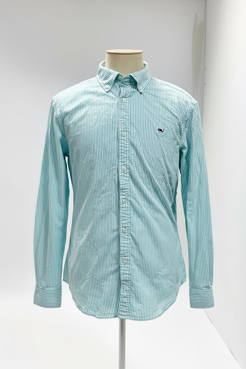 Camisa de botones Vineyard Vines 🐳 Oxford de rayas en color turquesa y blanco Talla XL Entalle Clásico
