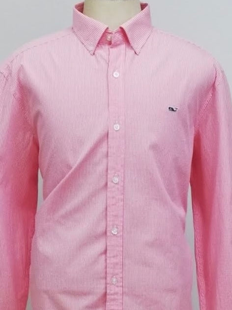 Camisa de botones Vineyard Vines 🐳 de cuadros finos en color rosado y blanco Talla XL Entalle Regular