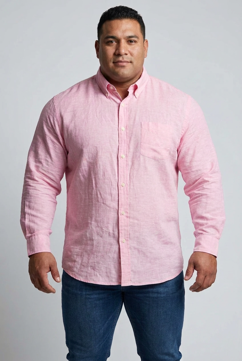 Camisa Brooks Brothers 🐑 De lino color rosado claro Talla XXL Entalle Regular