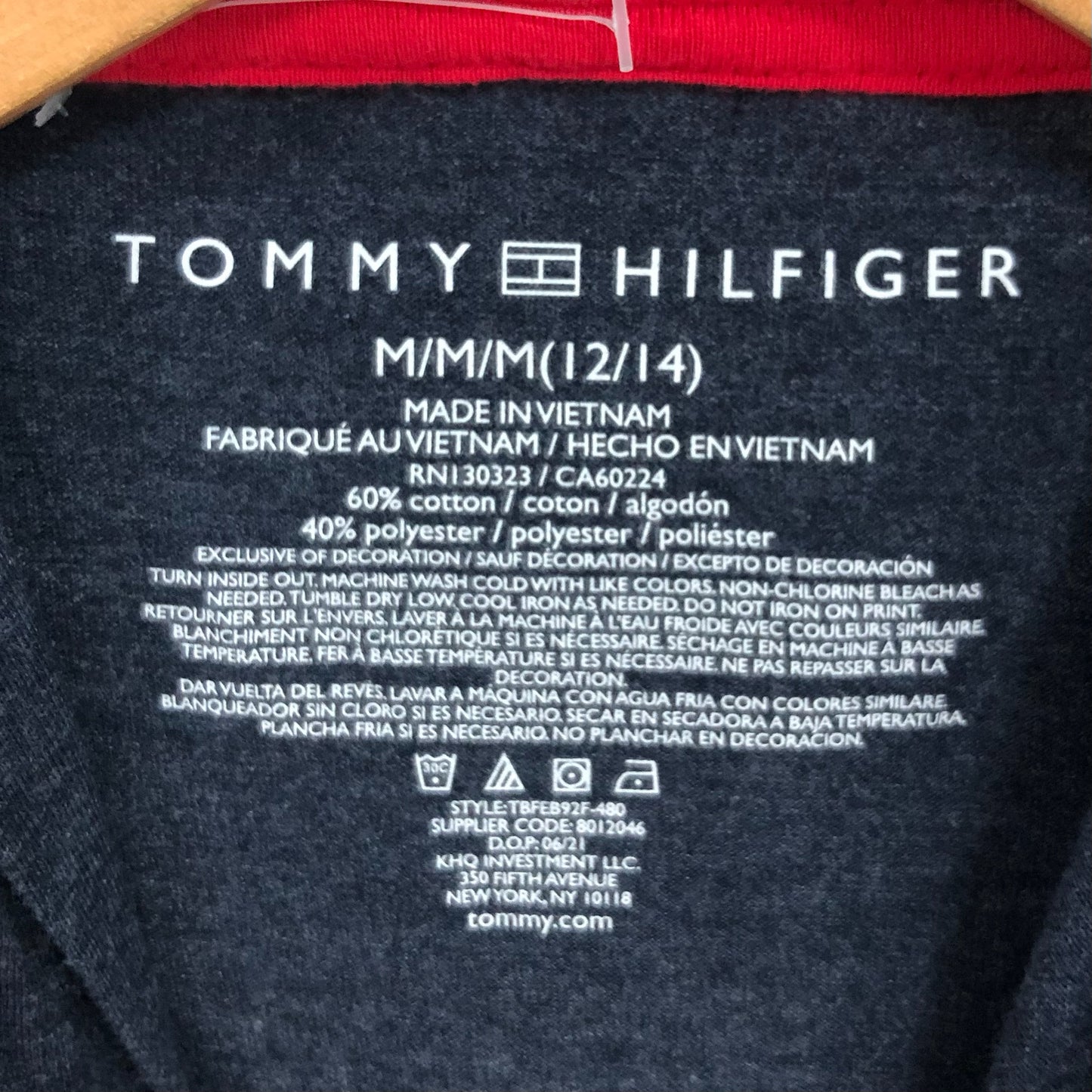 Sueter Jersey de niño con capucha Tommy Hilfiger 🇺🇸 color azul navy y logo tradicional Talla M