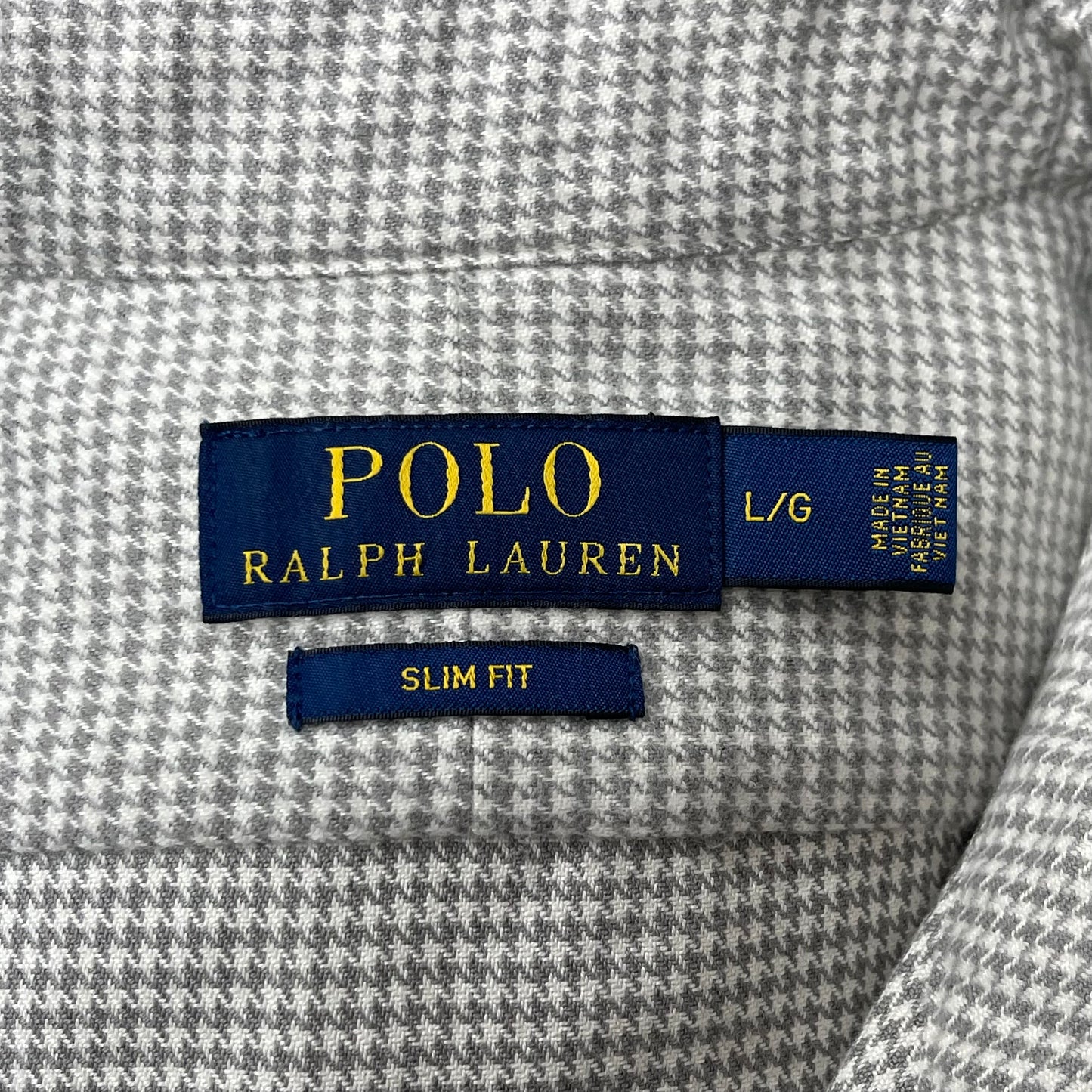 Camisa de botones Polo Ralph Lauren 🏇🏼 de cuadros finos en color gris claro y blanco Talla L Entalle Slim Fit