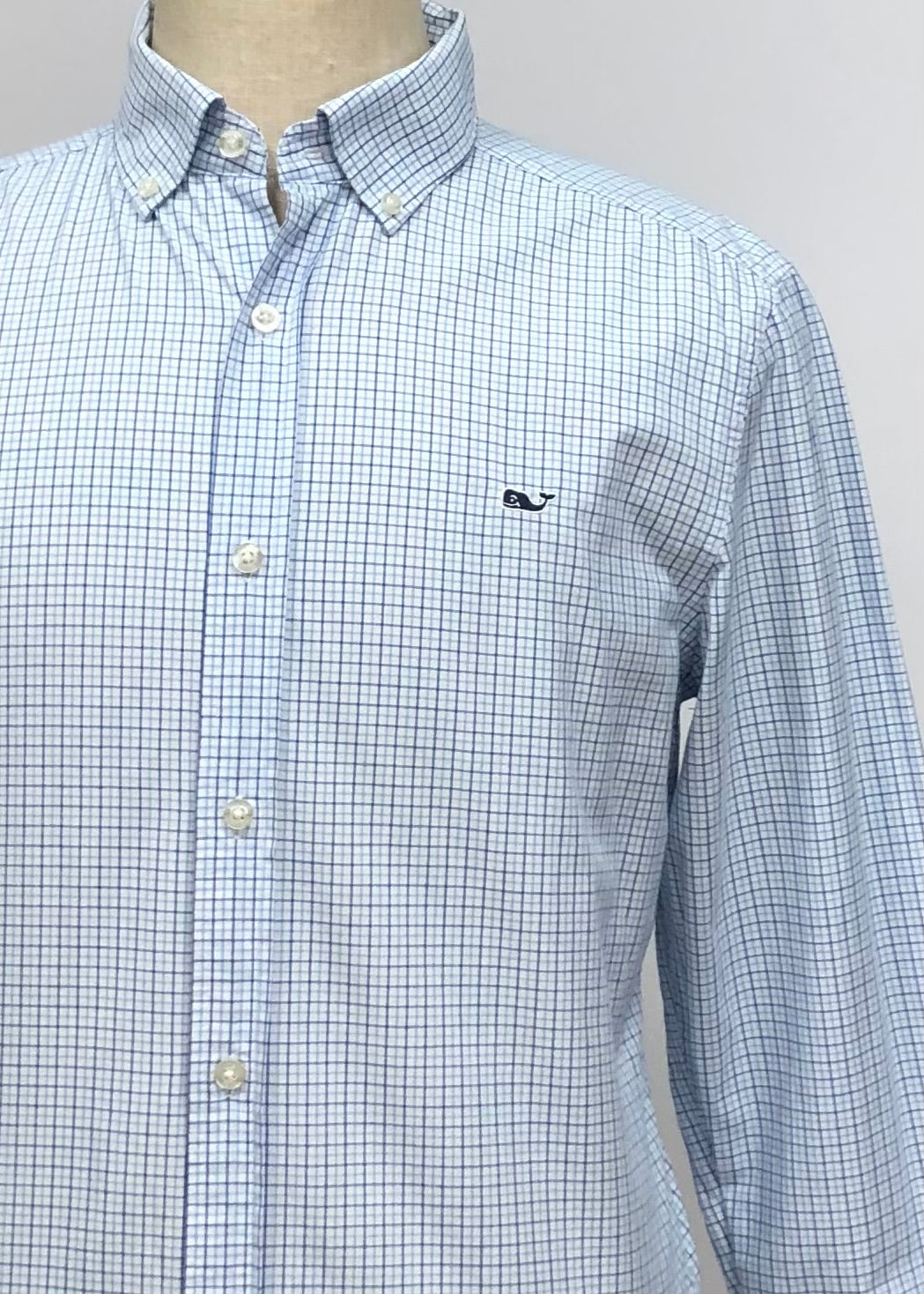 Camisa Vineyard Vines 🐳 color blanco de cuadros en color azul y celeste Talla M Entalle Regular