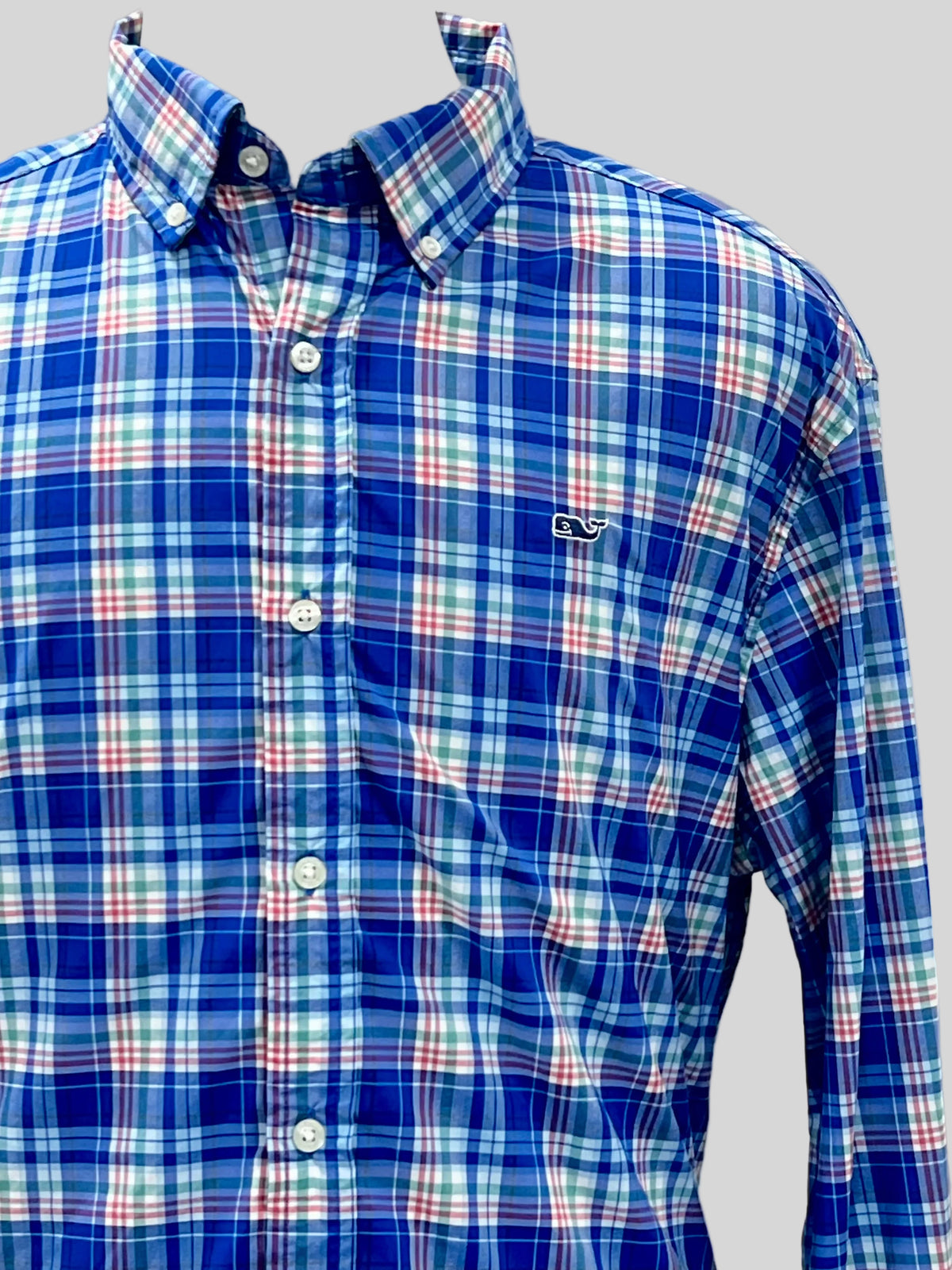 Camisa de botones Vineyard Vines 🐳 Performance de cuadros en color azul, verde, rojo y blanco Talla XL Entalle Regular