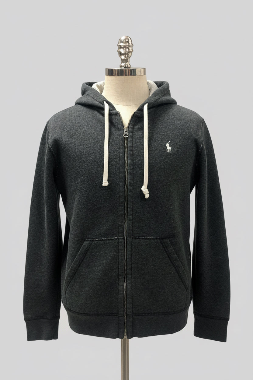 Sudadera Hoodie Polo Ralph Lauren 🏇🏼 color gris oscuro y logo en blanco Talla M