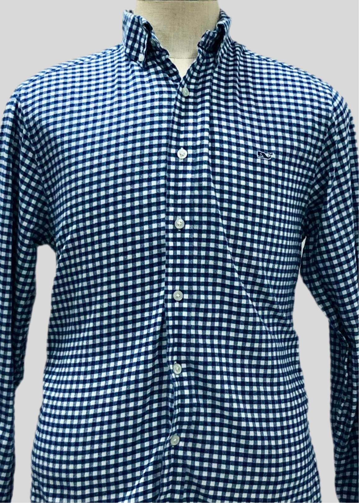 Camisa de botones Vineyard Vines 🐳 de cuadros gingham en color azul y blanco Talla M Entalle Slim Fit