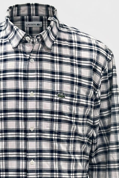 Camisa de botones Lacoste 🐊 de cuadros en color negro y blanco Talla XL Entalle Regular