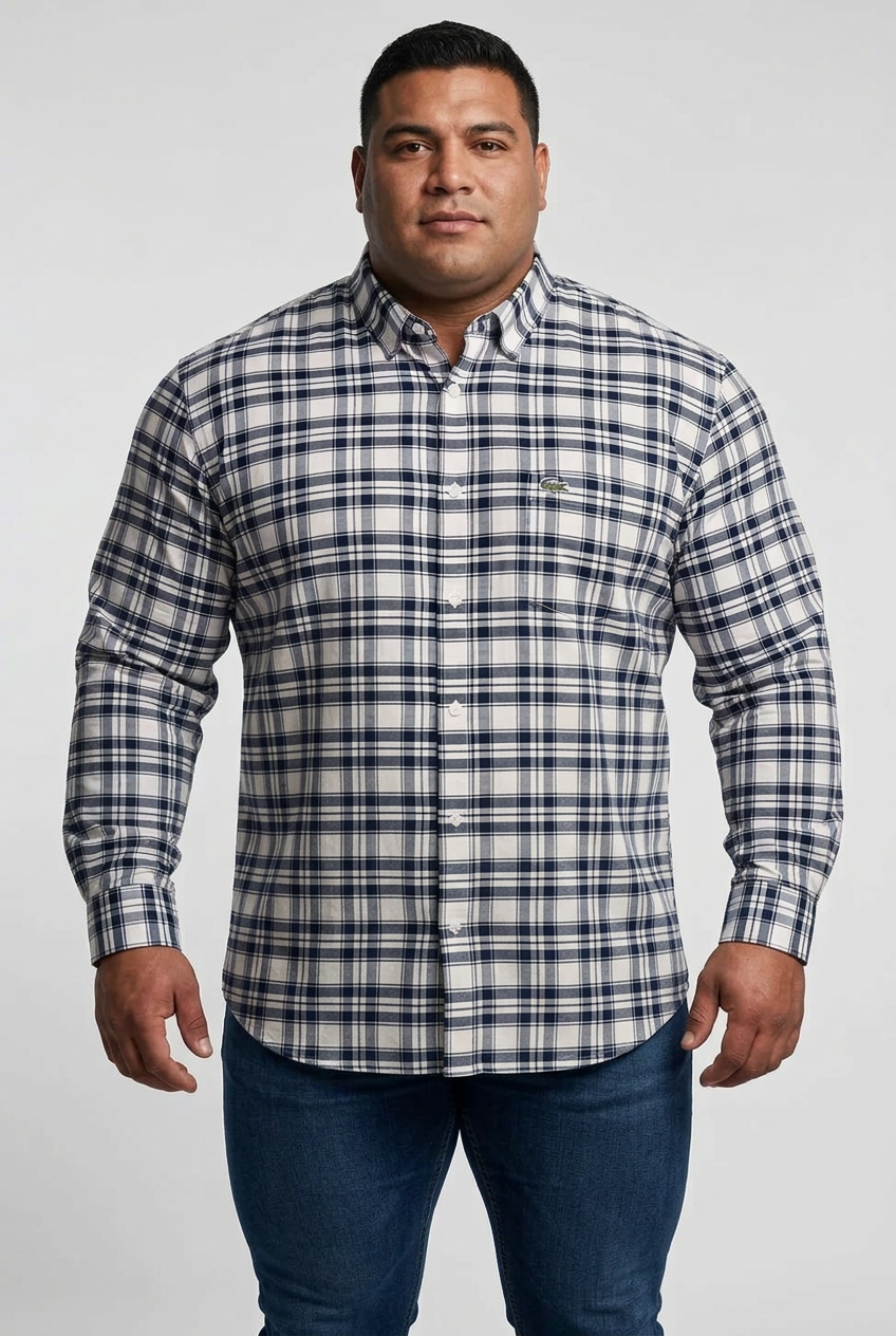 Camisa de botones Lacoste 🐊 de cuadros en color negro y blanco Talla XL Entalle Regular