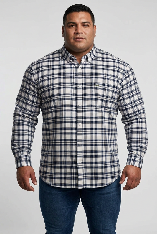 Camisa de botones Lacoste 🐊 de cuadros en color negro y blanco Talla XL Entalle Regular