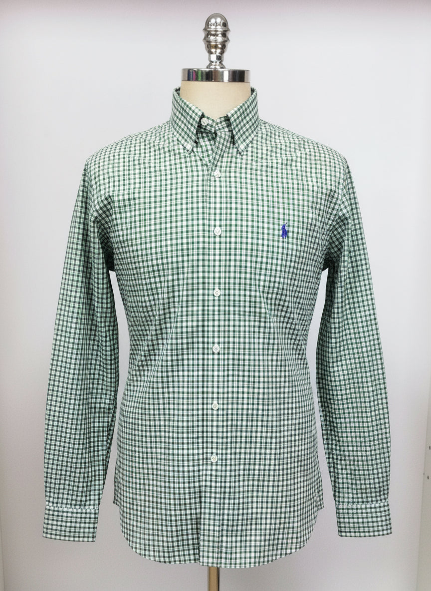 Camisa Polo Ralph Lauren 🏇🏼 Color blanco de cuadros en color verde y azul Talla M Entalle Regular (ver descripción)