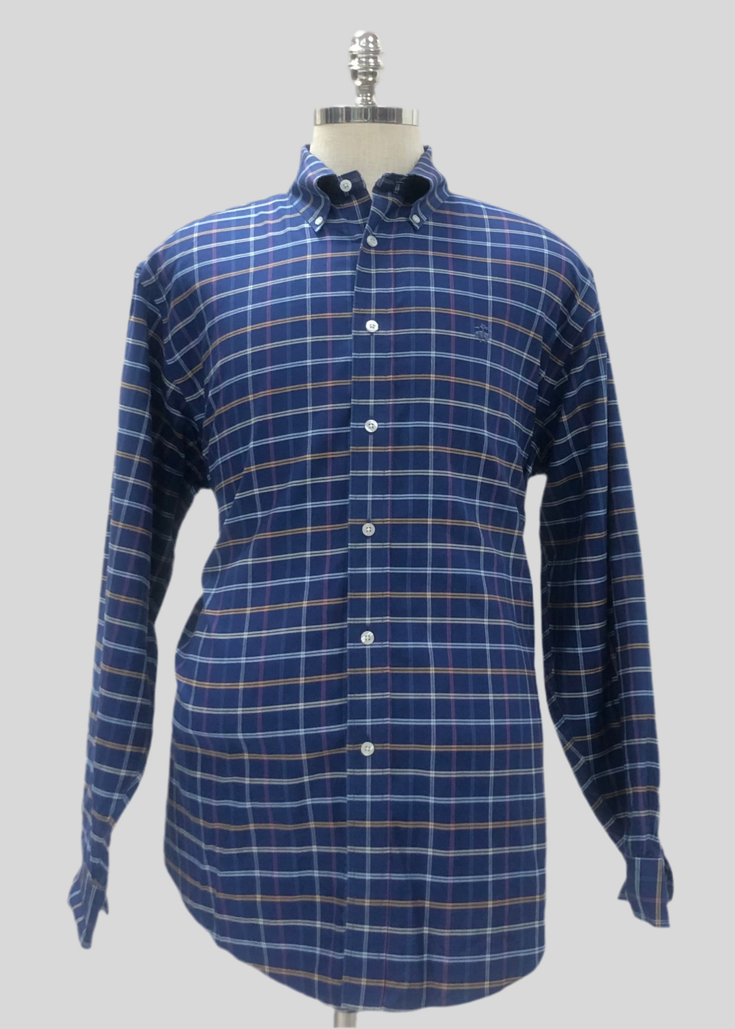 Camisa Brooks Brothers 🐑 color azul con cuadros en lila y blanco Talla XL Entalle Regular