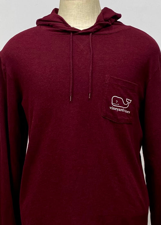 Camiseta con capucha Vineyard Vines 🐳 color rojo oscuro con logo de Ballena en bolsillo Talla Medium